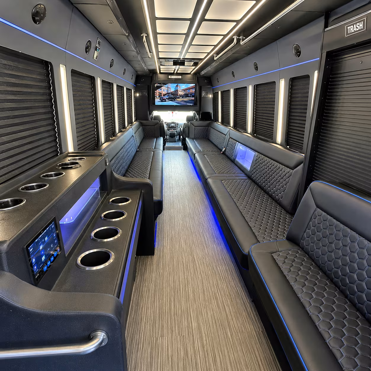 Jackson Prom & Homecoming Transportation party bus interior